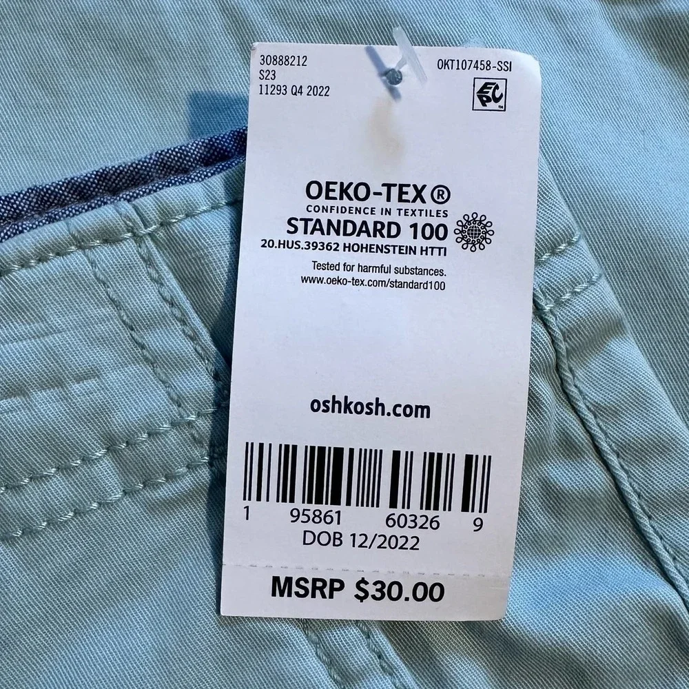 NWT OshKosh B'gosh Mint Chino Shorts Boys 14